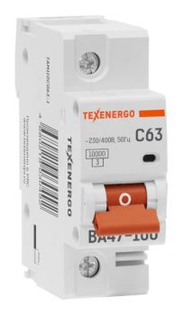 Автоматический выключатель ВА47-100 1п   63А  10кА Texenergo хар-ка С