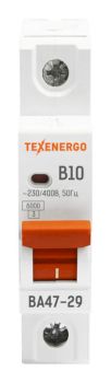 Автоматический выключатель ВА47-29 1п   10А   6кА Texenergo хар-ка B