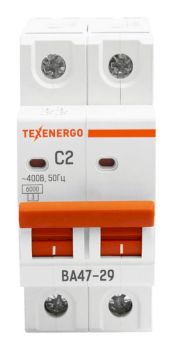 Автоматический выключатель ВА47-29 2п    2А    6кА Texenergo хар-ка С