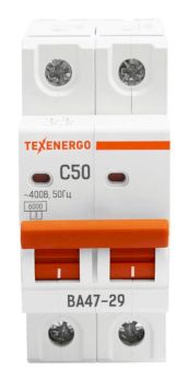 Автоматический выключатель ВА47-29 2п   50А   6кА Texenergo хар-ка С