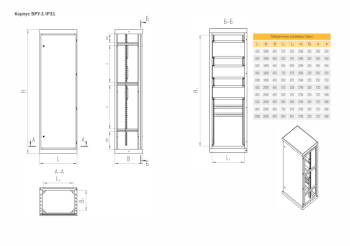 Корпус ВРУ-1 1800х800х450  IP54 без б/п  RAL 7035 серый TEXENERGO